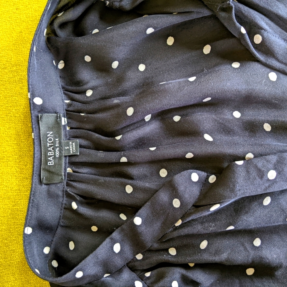 Babaton 100% Silk polkadot casual dress S